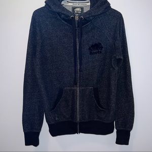 SOLD — Roots Heathered Black Zipper Hoodie - M